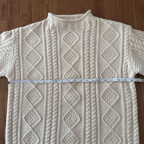 Frances Valentine Sweater Women’s Large Chunky Cableknit Fisherman Wool Crewneck - Picture 8 of 12